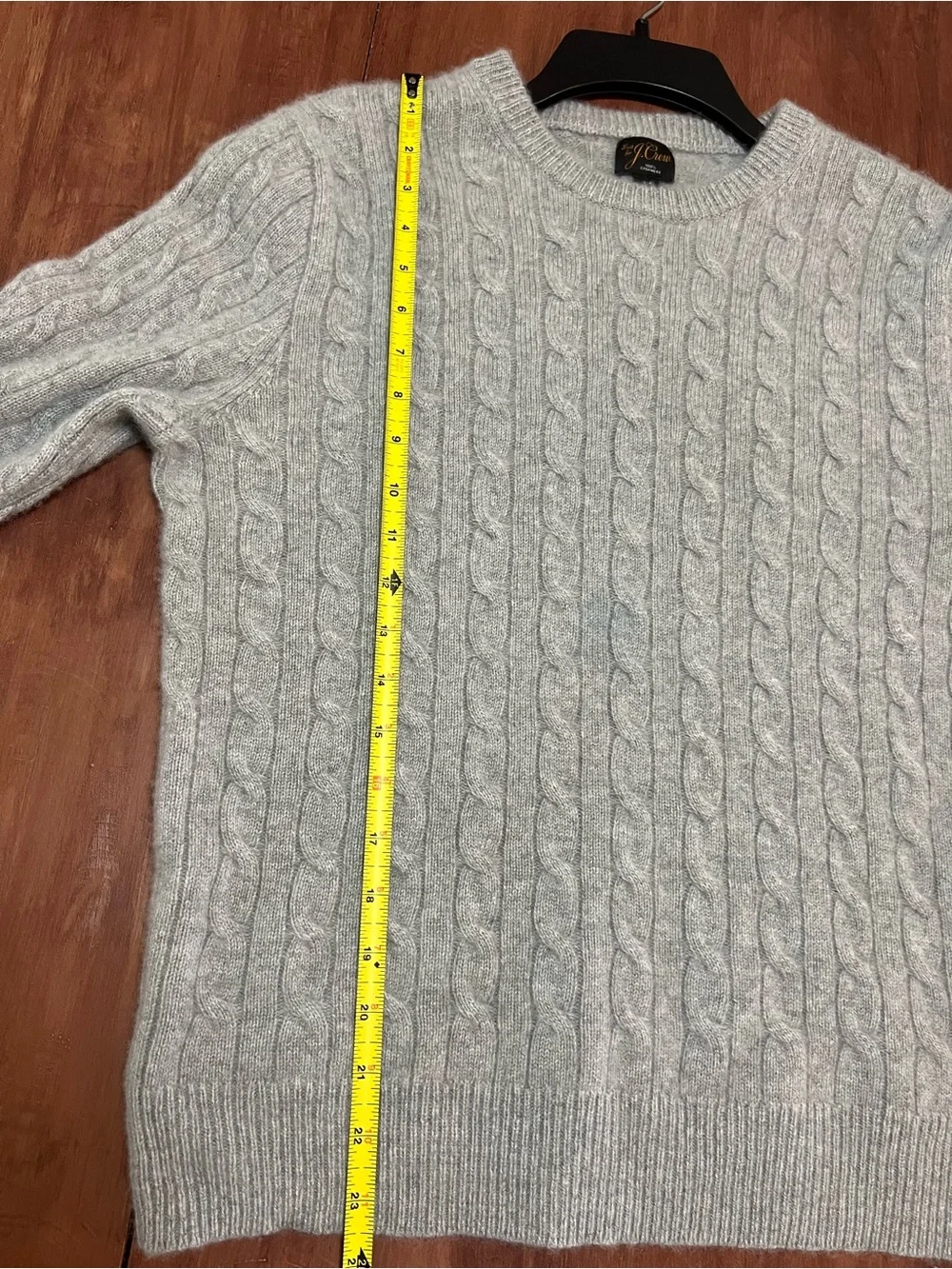 J. Crew Men’s Light Gray Cashmere Cable Knit Sweater Size L
